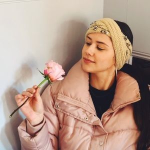 Knit Headband with Jewel Detail